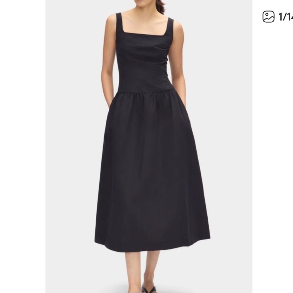 Aligne Rosia drop waist linen Elegant Black Sleeveless Dress LBD